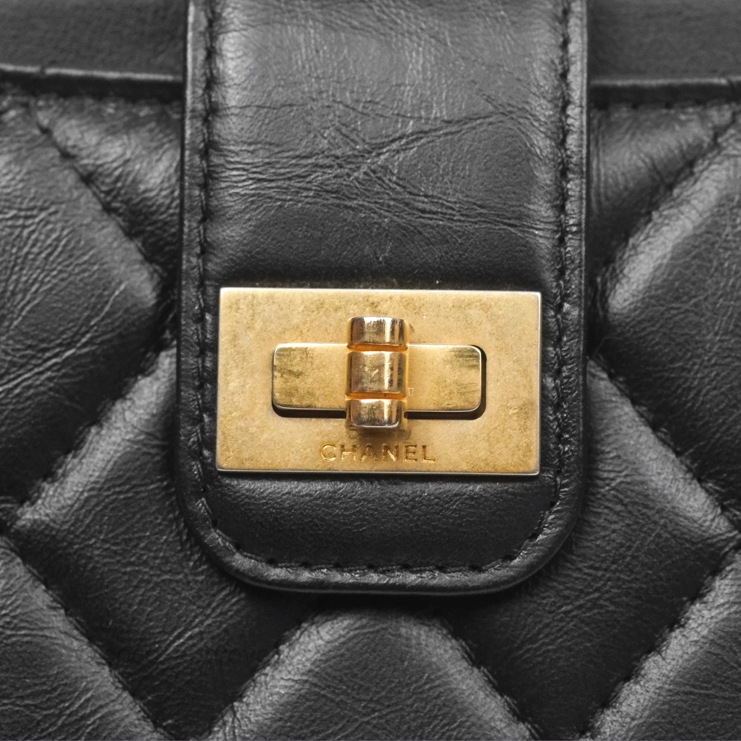 Chanel 2.55 Reissue Purse Aged Calfskin Black Aged Gold Hardware