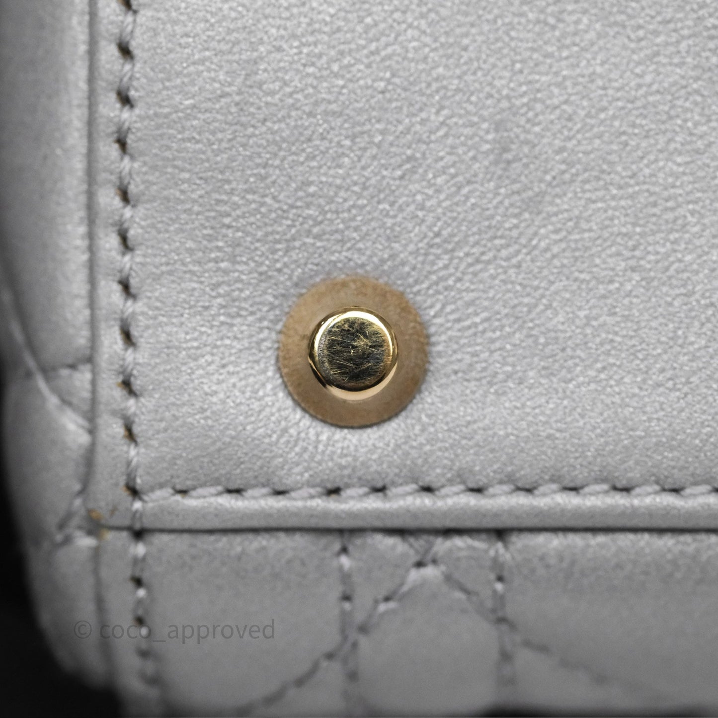 Christian Dior Mini Lady Dior Iridescent Grey Lambskin Cannage Gold Hardware