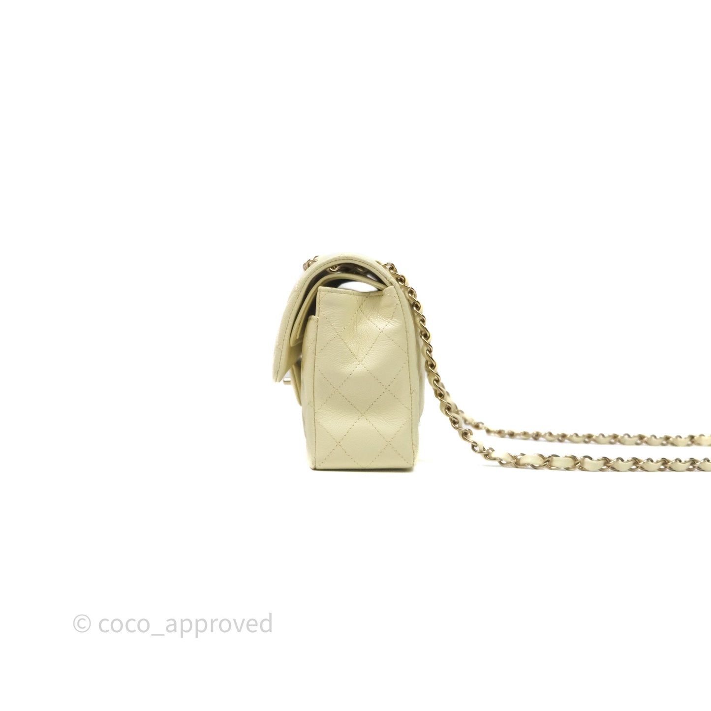 Chanel Small Classic Quilted Flap Yellow Caviar Gold Hardware
