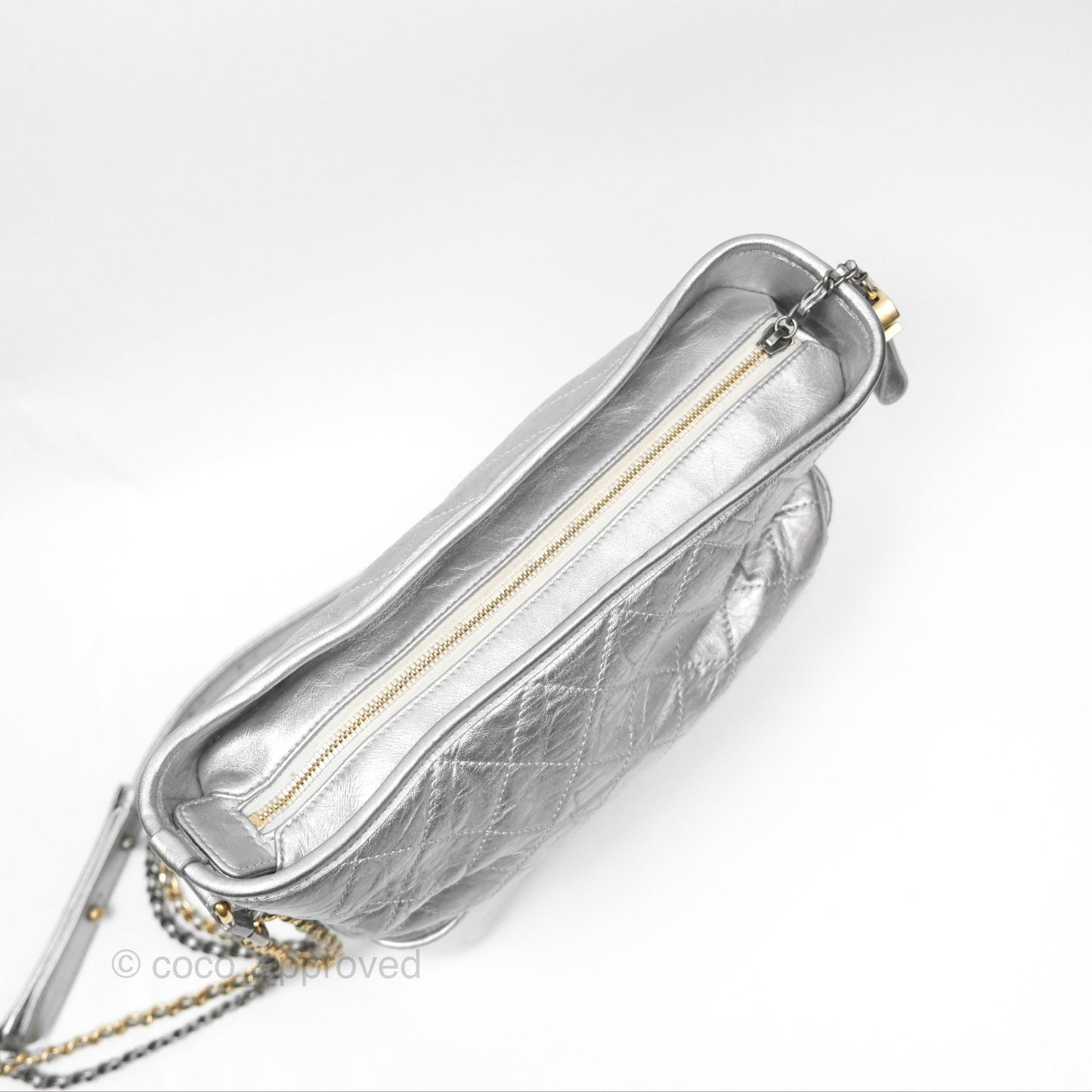 Chanel Large Gabrielle Hobo Metallic Silver Aged Calfskin Mixed Hardware