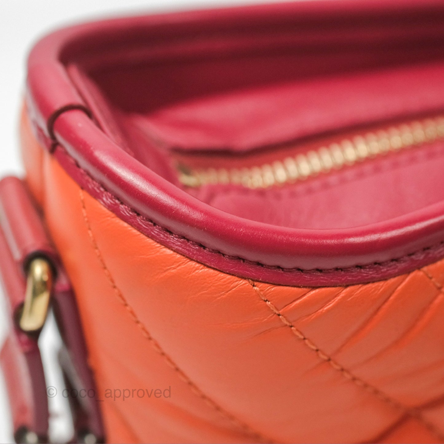 Chanel Small Gabrielle Hobo Chevron Orange Red Aged Calfskin