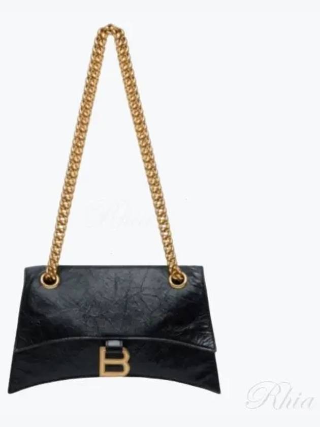 Luxury Balenciaga Crush Logo Gold Chain Small Shoulder Bag Black