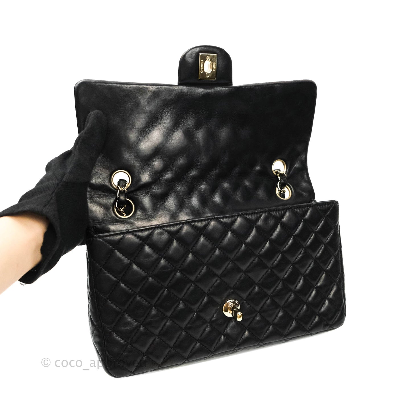 Chanel Classic M/L Medium Quilted Black Flap With Valentines Charms Lambskin Gold Hardware