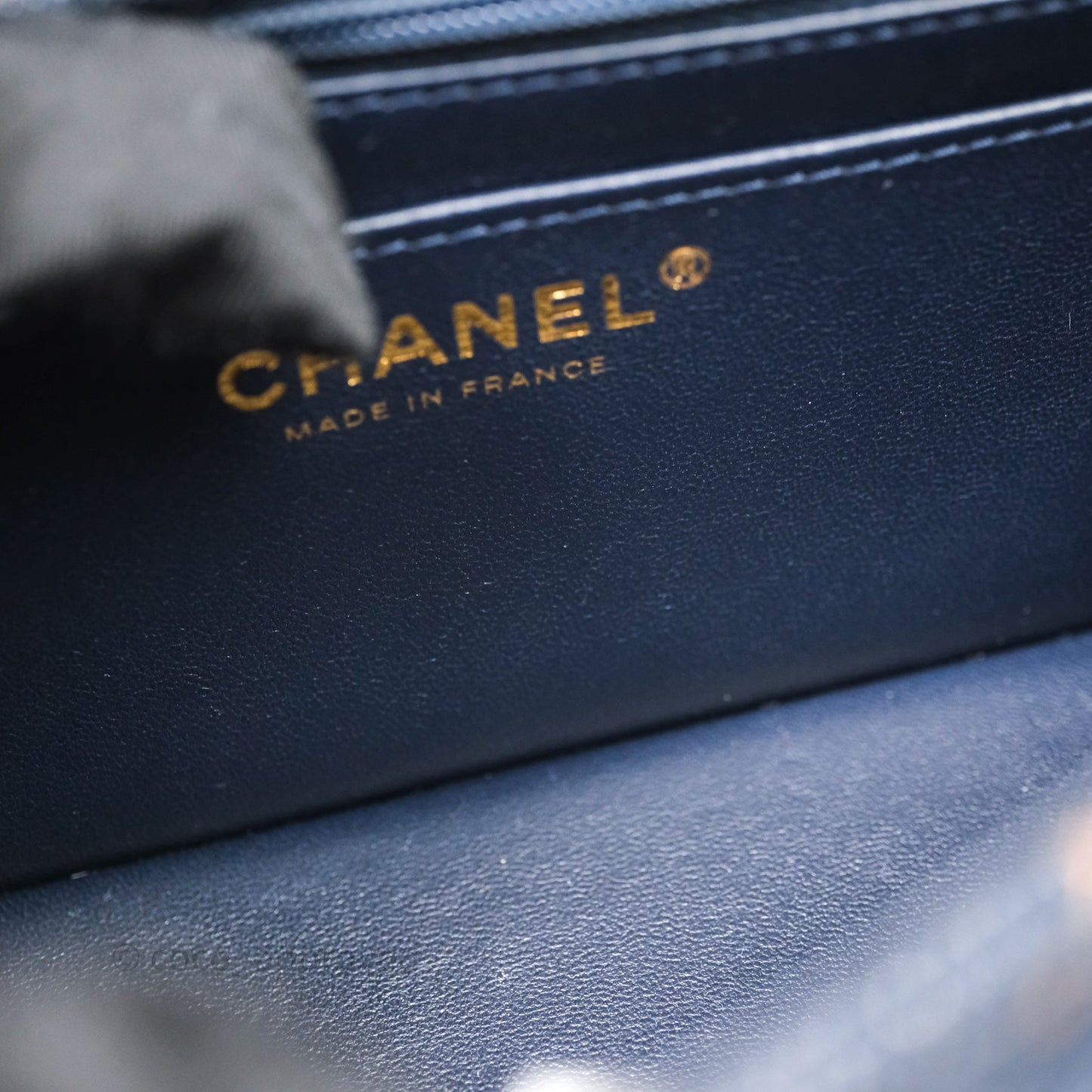 Chanel Mini Rectangular Quilted Dark Blue Denim Aged Gold Hardware