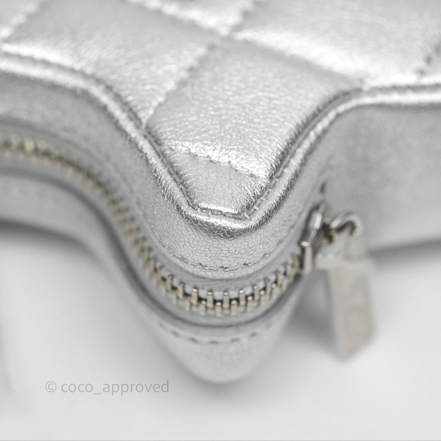 Chanel Star Coin Purse Metallic Silver Lambskin Silver Hardware
