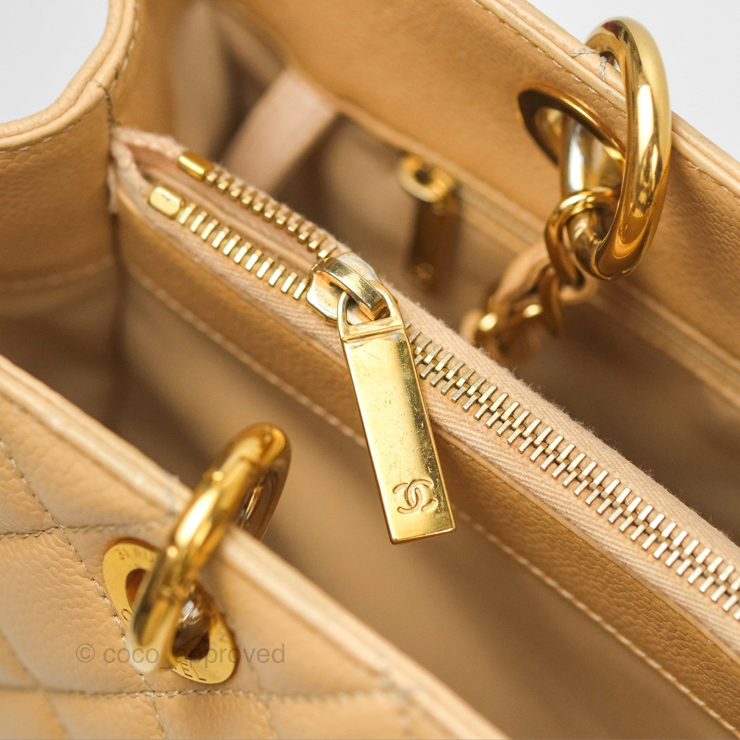 Chanel GST Beige Caviar Gold Hardware