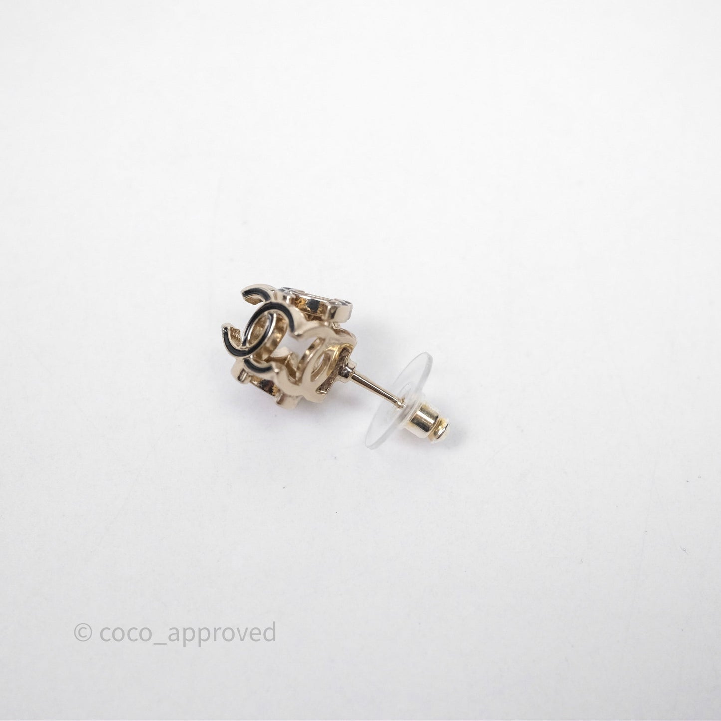 Chanel CC Gold/Black Cube Earrings Gold Tone 22K