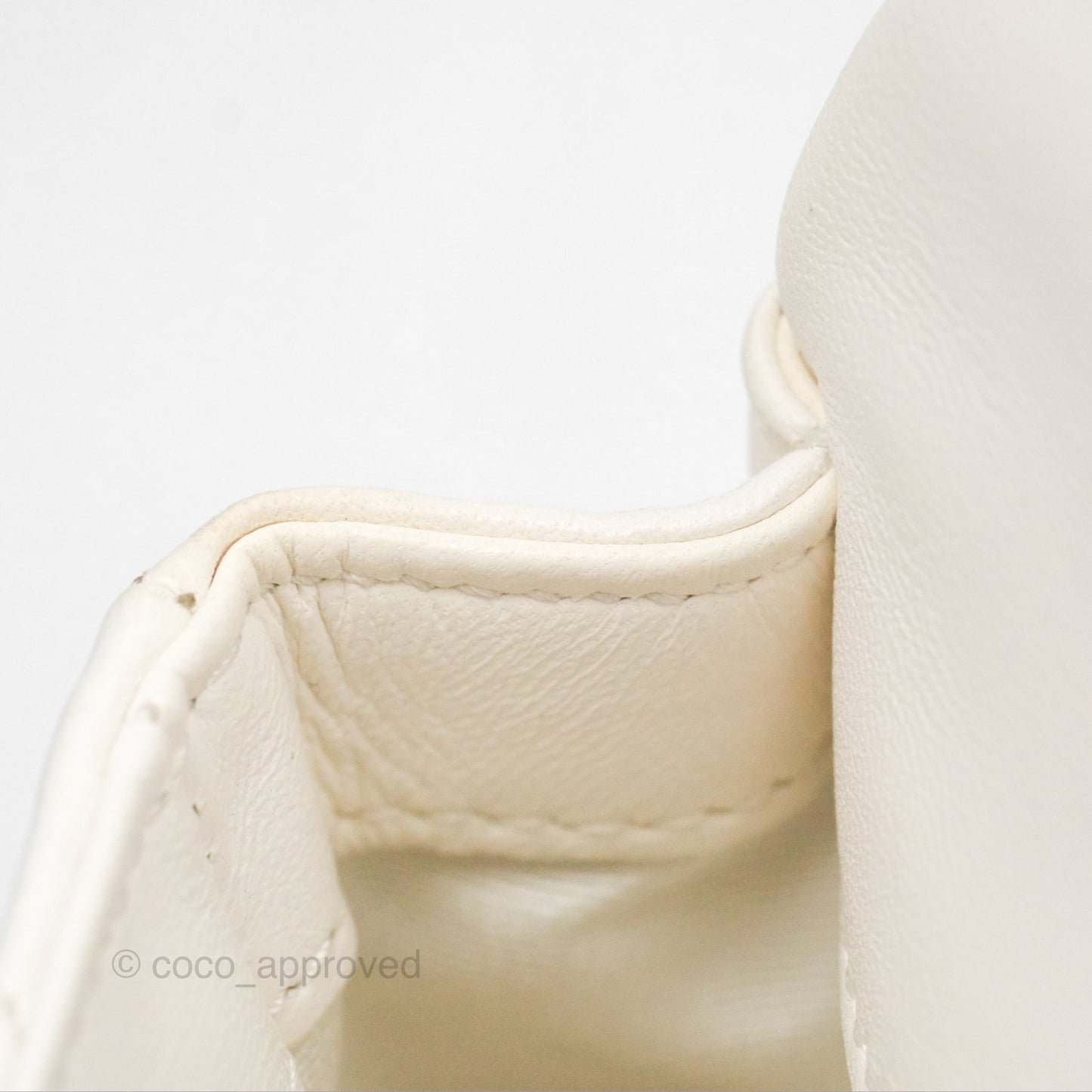 Chanel Small Logo Pearl Chain Flap Bag White Lambskin Gold Hardware