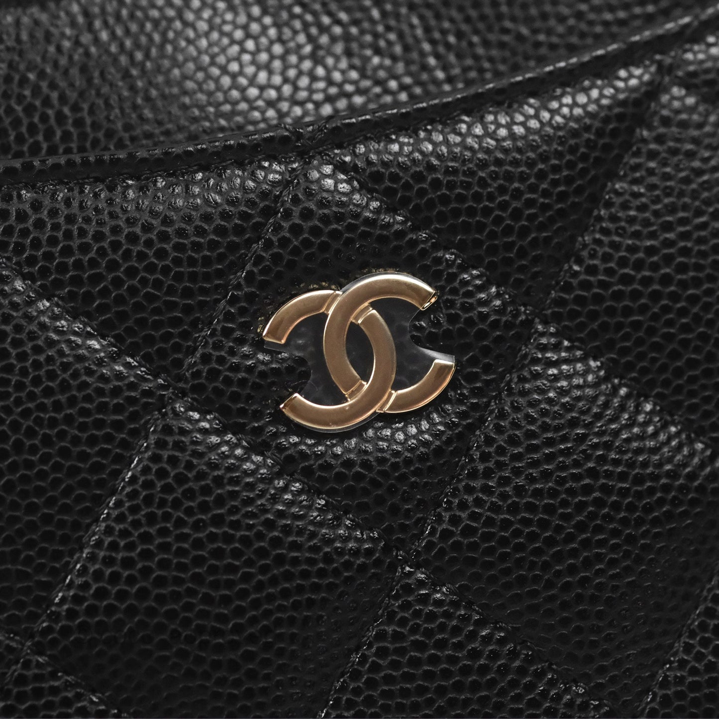 Chanel Quilted Classic Zip Card Holder Wallet Black Caviar Gold Hardware