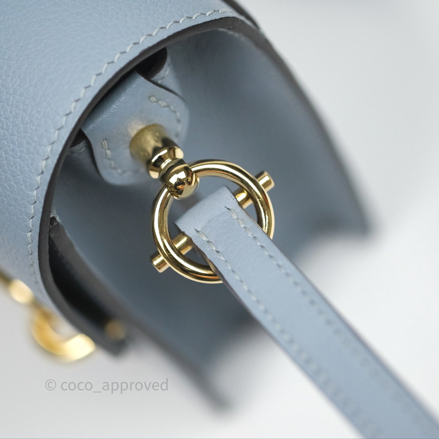 Hermès Roulis Mini 18 Bleu Lin J7 Evercolour Gold Hardware