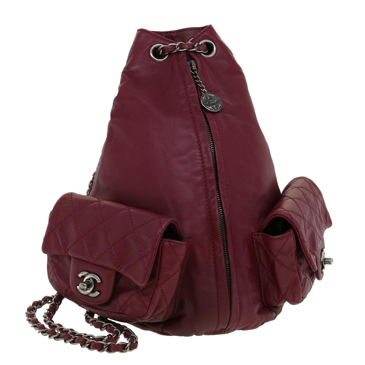 Luxury Chanel Matelasse Chain Backpack Lamb Skin Bordeaux CC  30736A