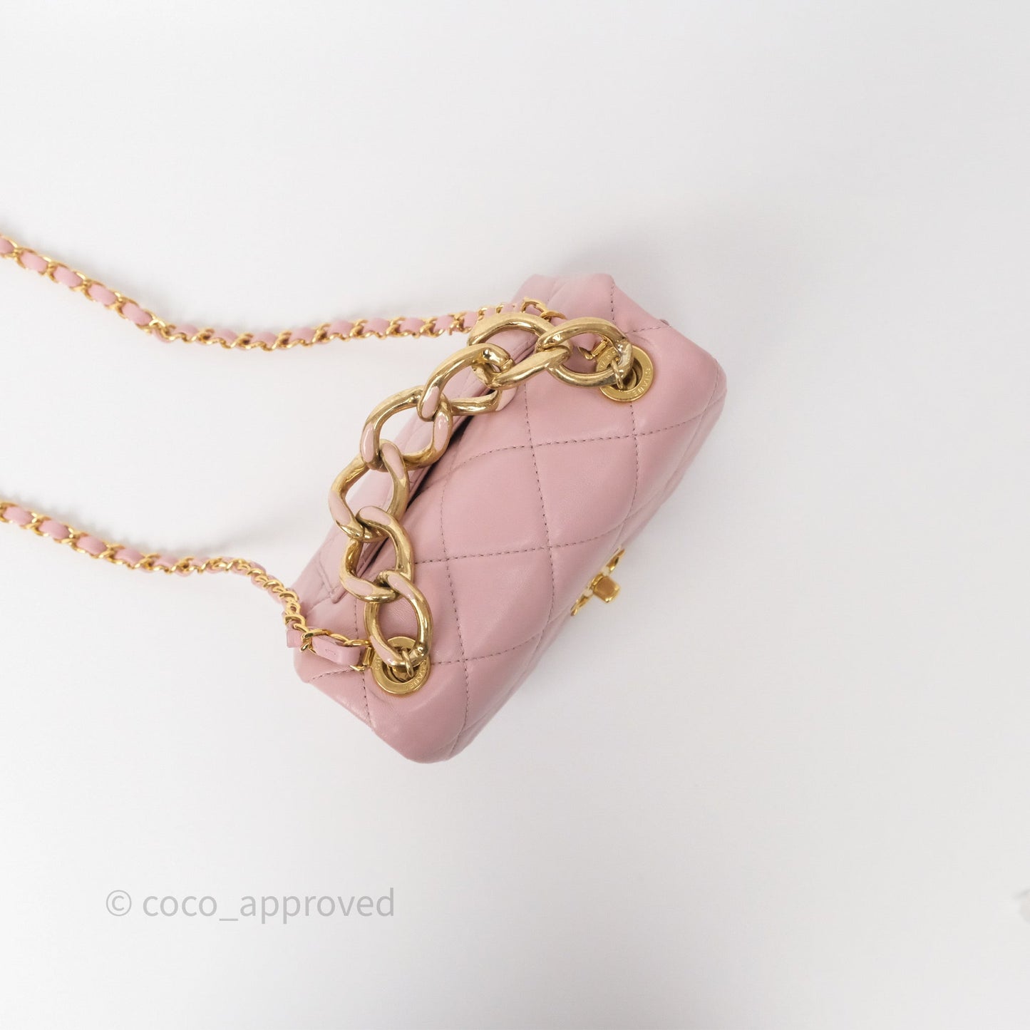 Chanel Mini Color Match Flap Quilted Pink Lambskin Aged Gold Hardware