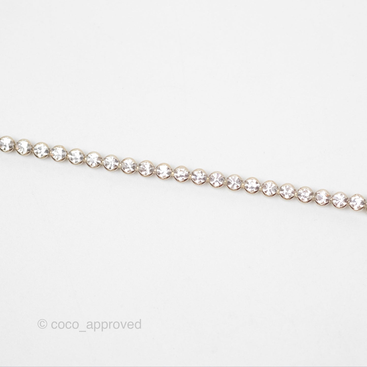 Chanel CC Crystal Chain Choker Necklace Gold Tone 21S