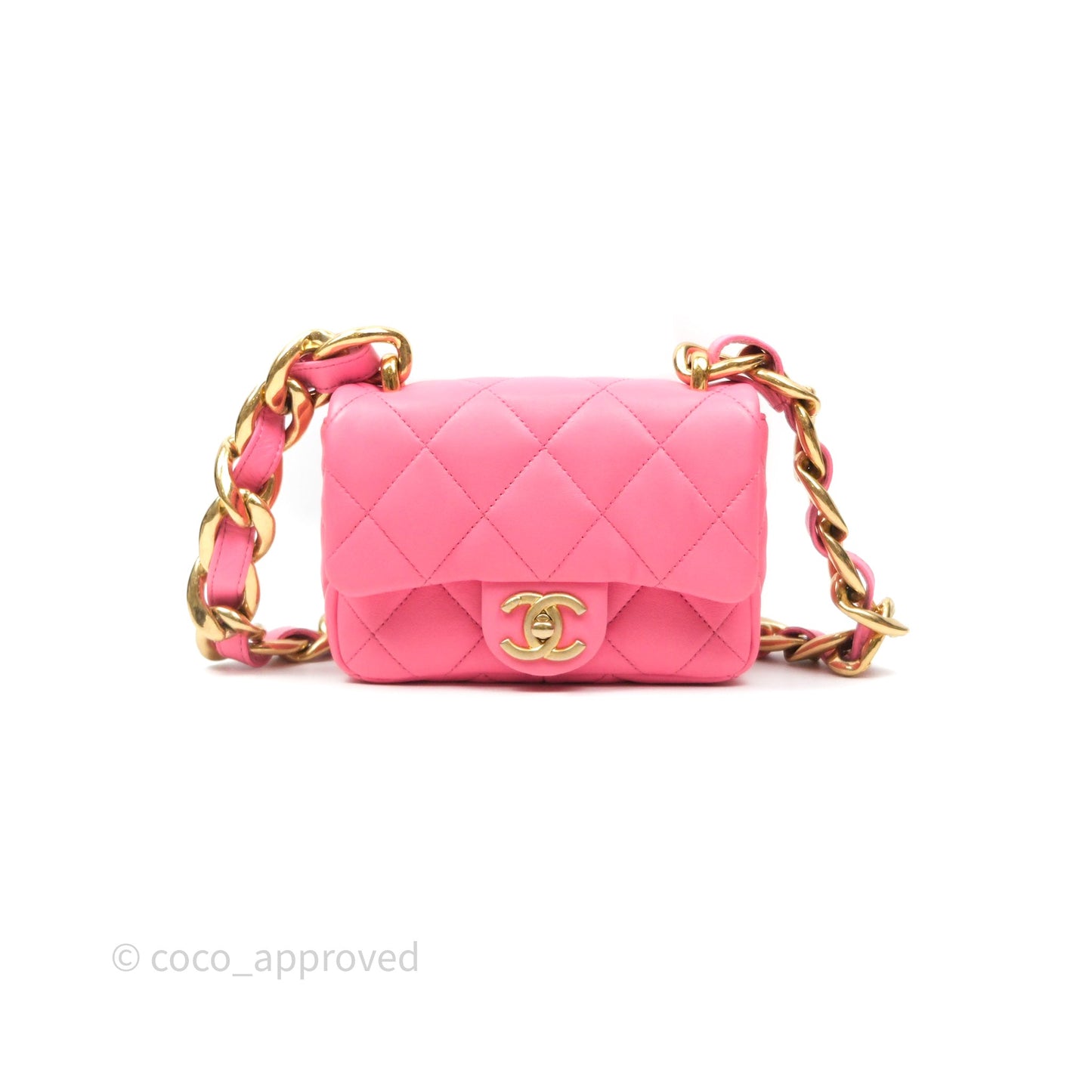 Chanel Quilted Mini CC Funky Town Flap Pink Lambskin Aged Gold Hardware