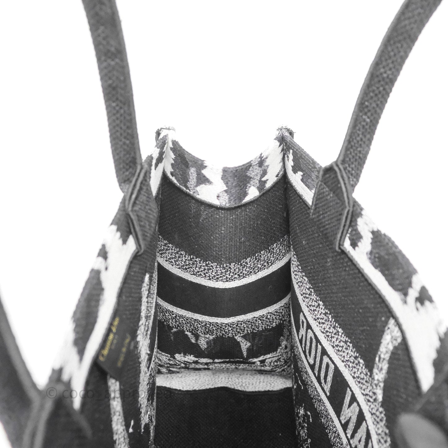 Dior Medium Book Tote Paris Embroidered Black White