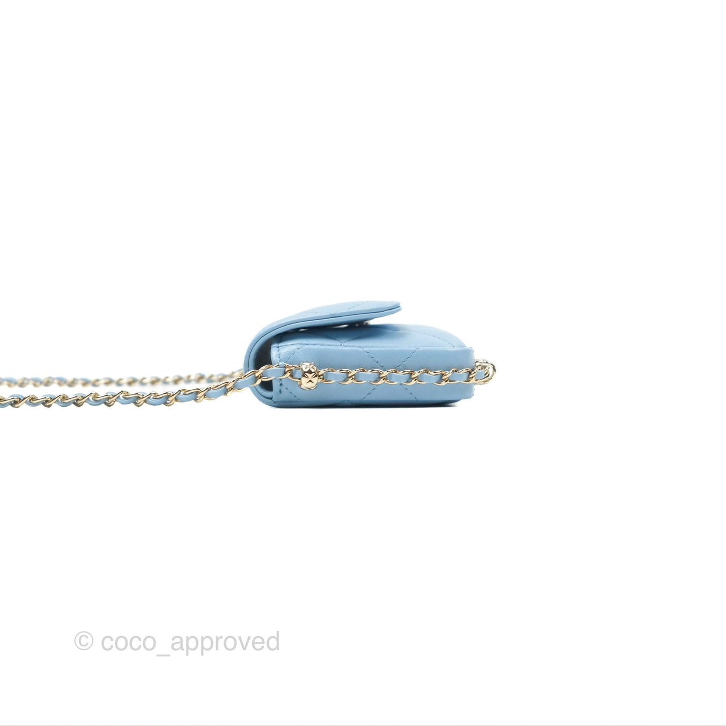 Chanel Mini Clutch With Chain Blue Lambskin Gold Hardware