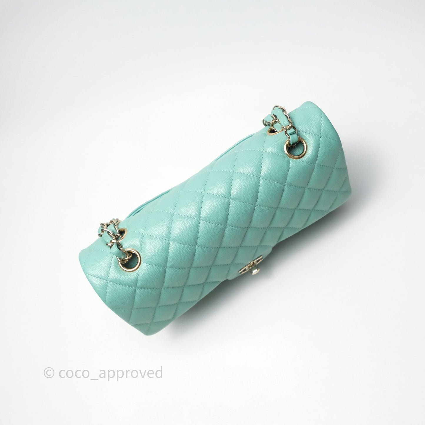 Chanel Classic M/L Medium Flap Quilted Tiffany Green Caviar Gold Hardware