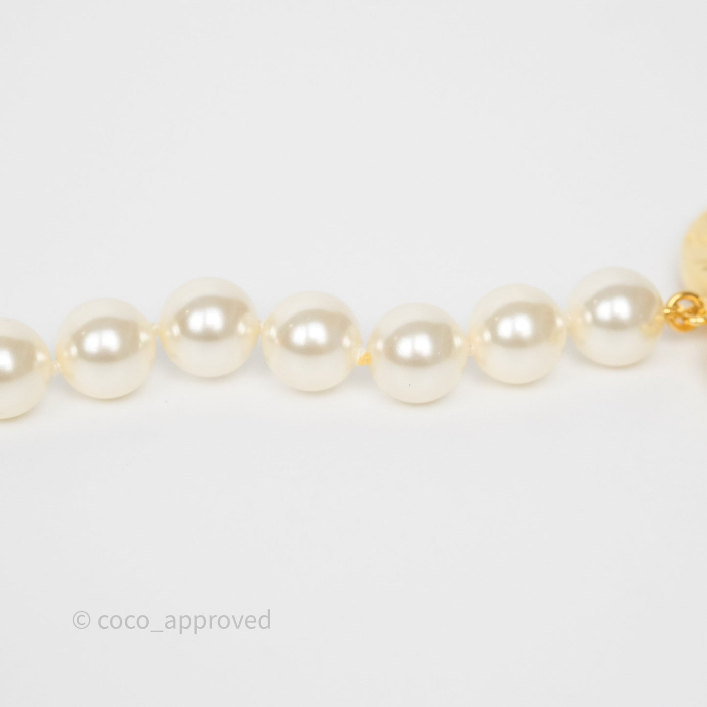 Chanel CC Pearl Long Necklace Gold Tone 20A