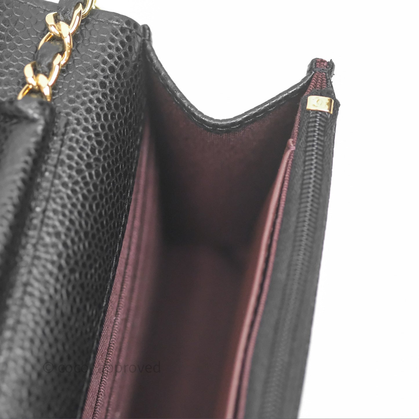 Chanel Classic Wallet On Chain WOC Quilted Black Caviar Gold Hardware