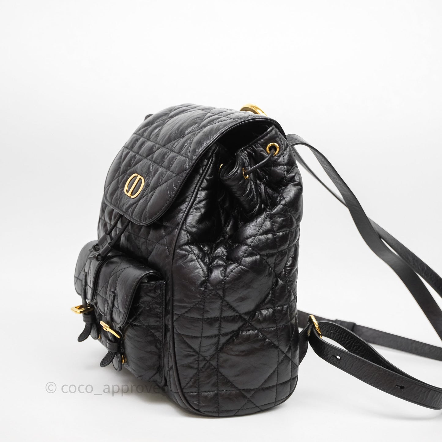 Christian Dior Medium Dior Caro Backpack Black Macrocannage Lambskin