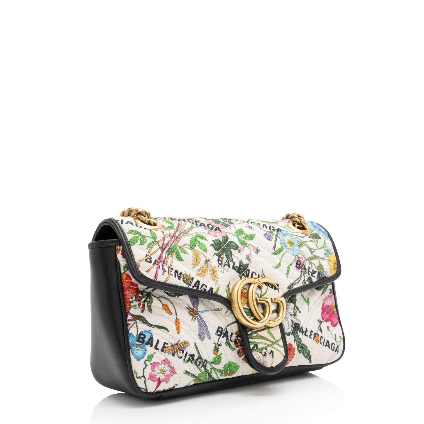 Gucci x Luxury Balenciaga Canvas Flora GG Marmont The Hacker Project Small Flap Shoulder Bag