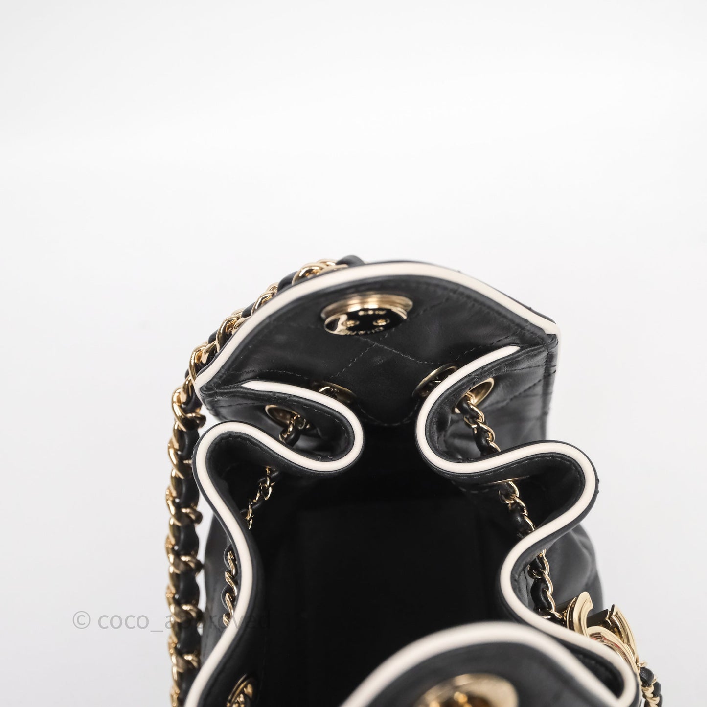 Chanel 25 Mini Bag Black/ White Calfskin Gold Hardware