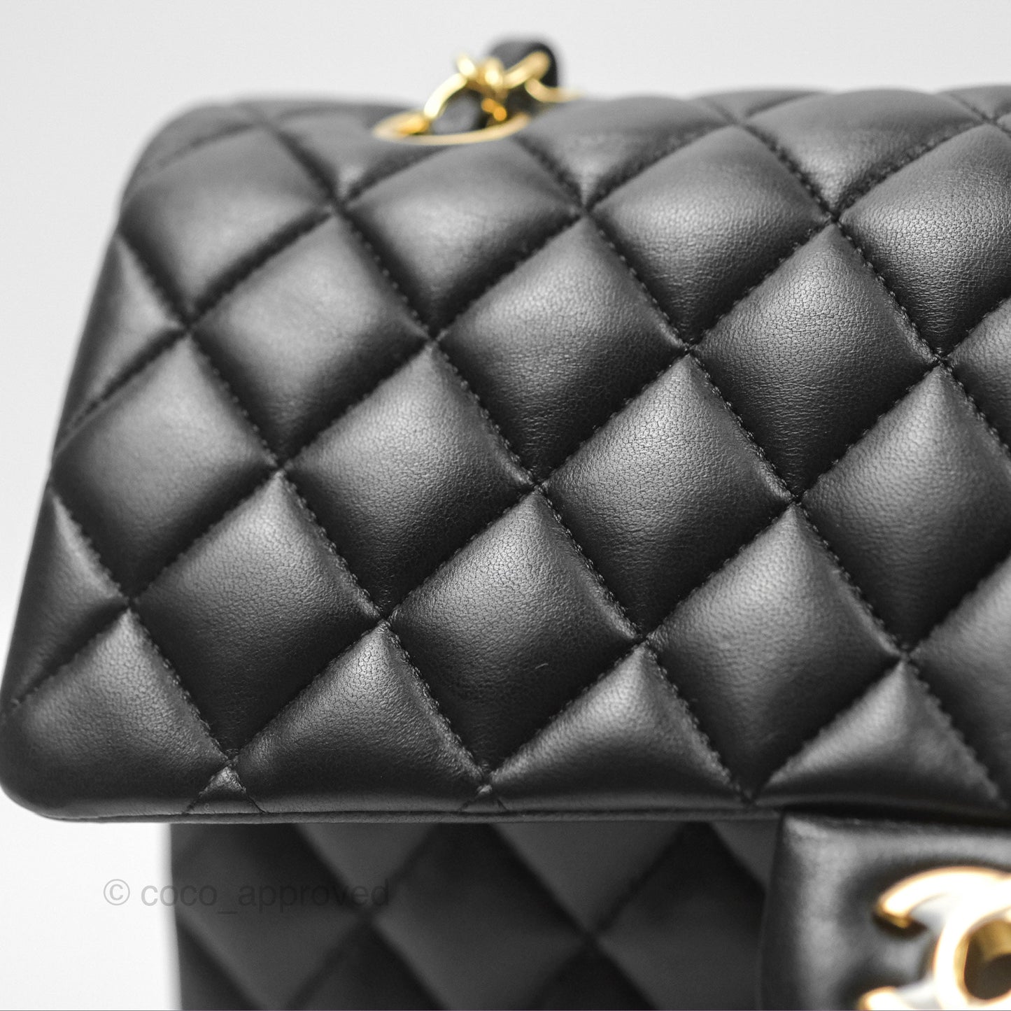 Chanel Classic M/L Medium Flap Quilted Black Lambskin Gold Hardware