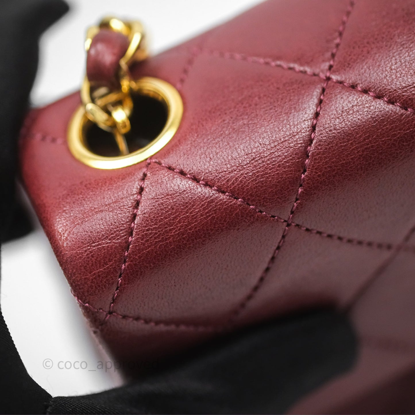 Chanel Vintage Mini Square Burgundy Lambskin 24K Gold Hardware
