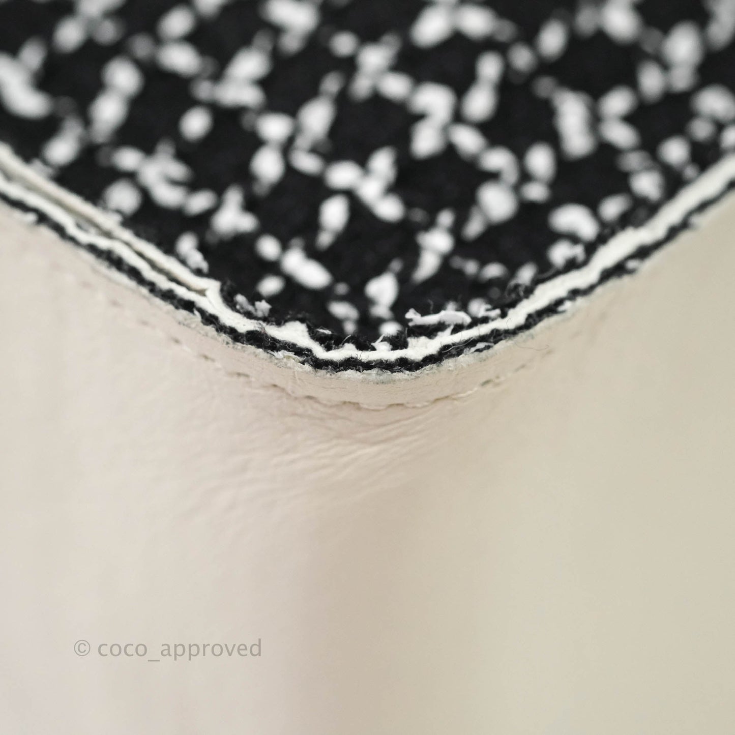 Chanel Classic Single Flap Bag Black/White Tweed Silver Hardware
