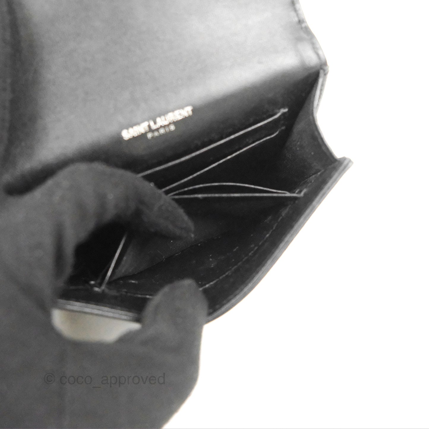 Saint Laurent Heart Flap Card Holder Wallet Black