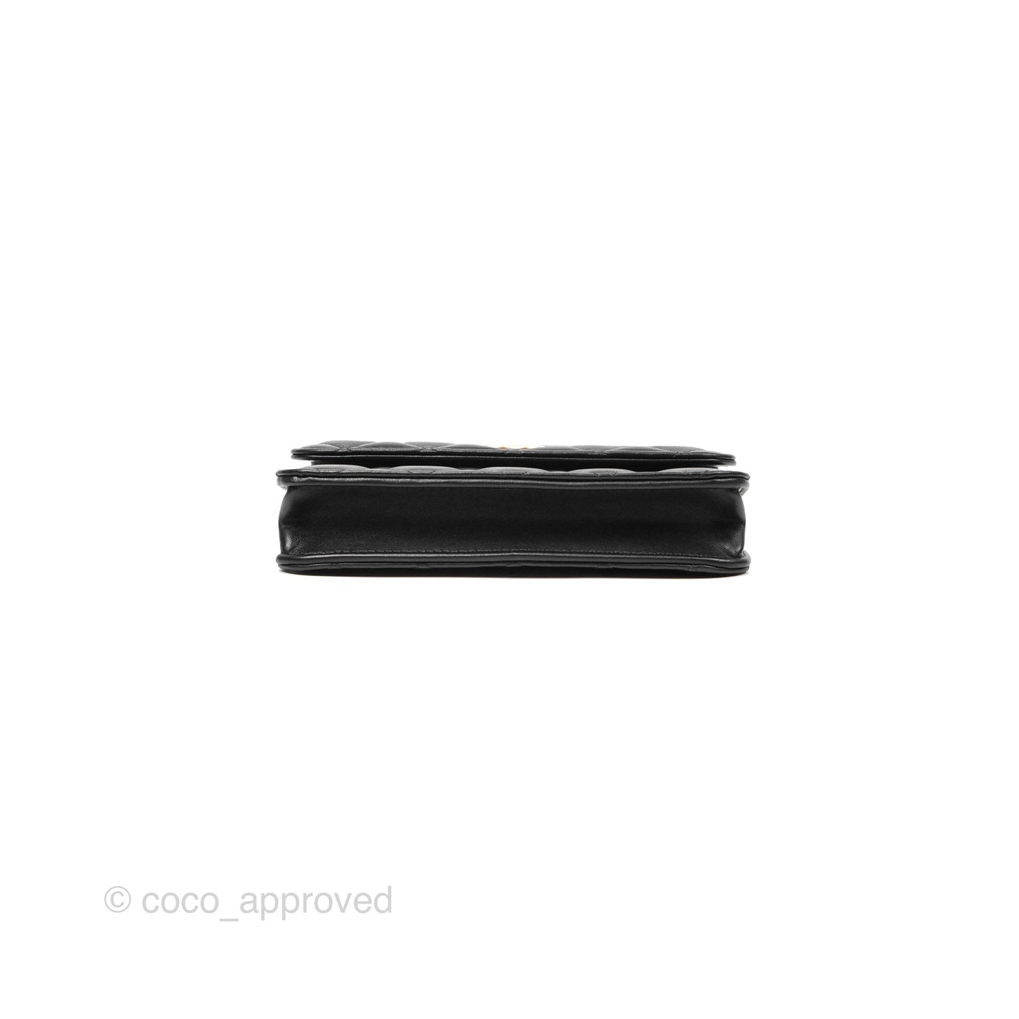 Chanel Mini WOC Phone Holder with Camellia Adjustable Chain Black Lambskin