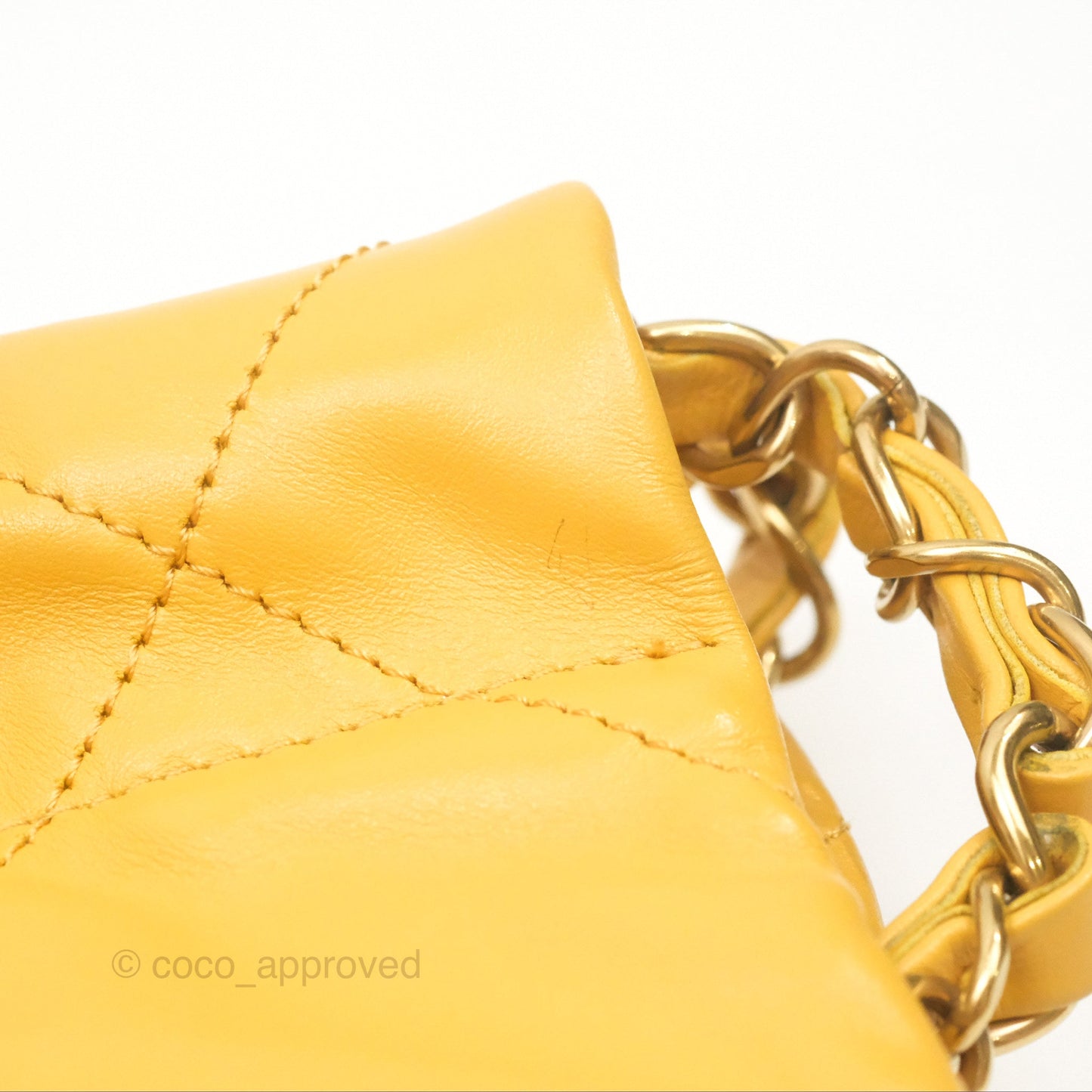 Chanel 22 Small Mustard Yellow Shiny Aged Calfskin Aged Gold Hardware