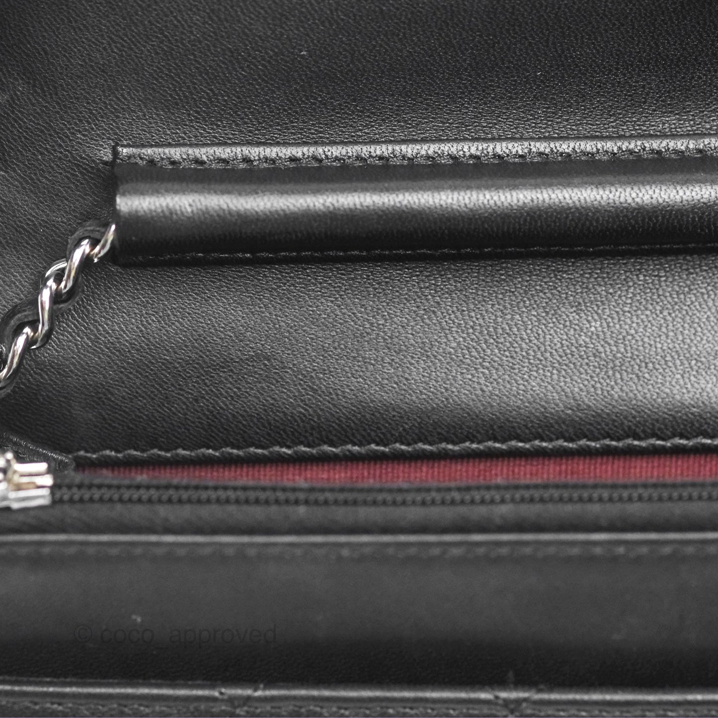 Chanel Quilted Classic Wallet on Chain WOC Black Lambskin Silver Hardware