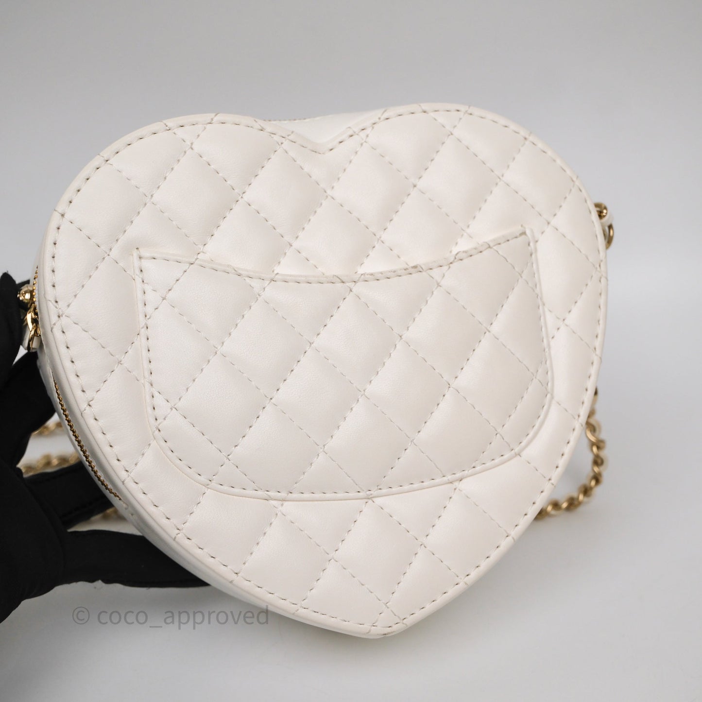 Chanel Large Heart Bag White Lambskin Gold Hardware