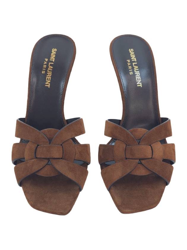 Luxury Saint Laurent Tribute Suede Mules Brown