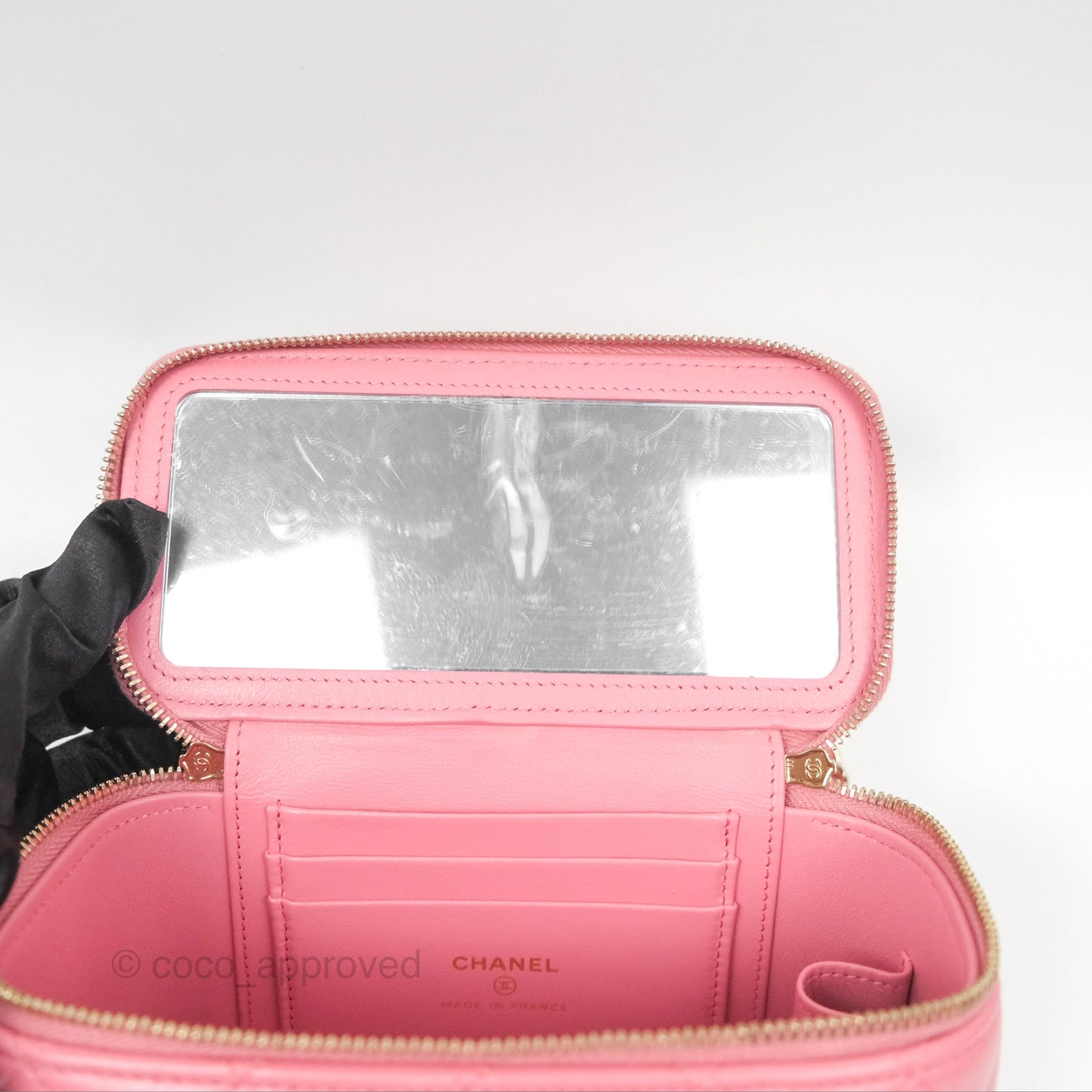 Chanel Vanity Rectangular Top Handle Pink Lambskin Gold Hardware