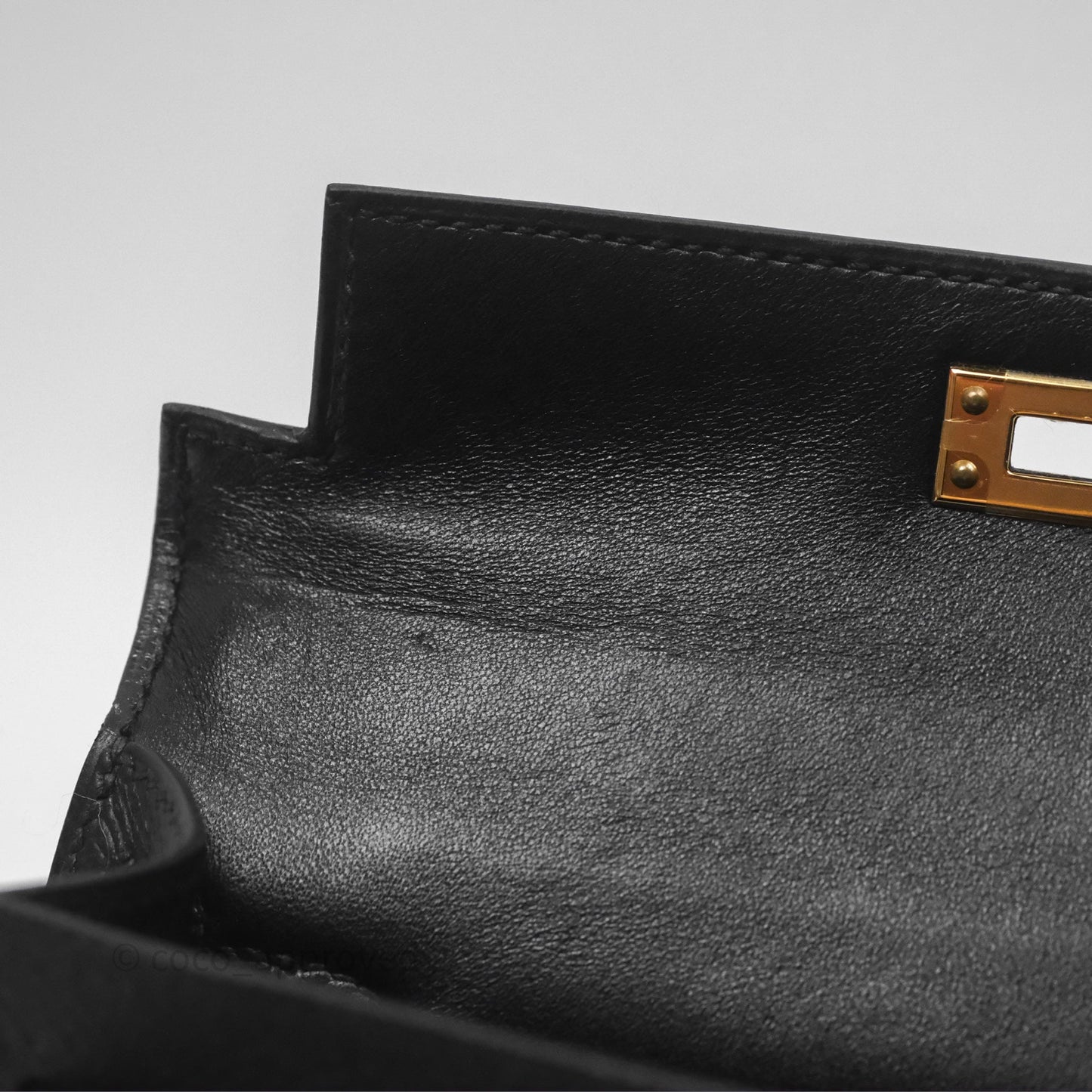 Hermès Mini Kelly II Noir 89 Epsom Gold Hardware