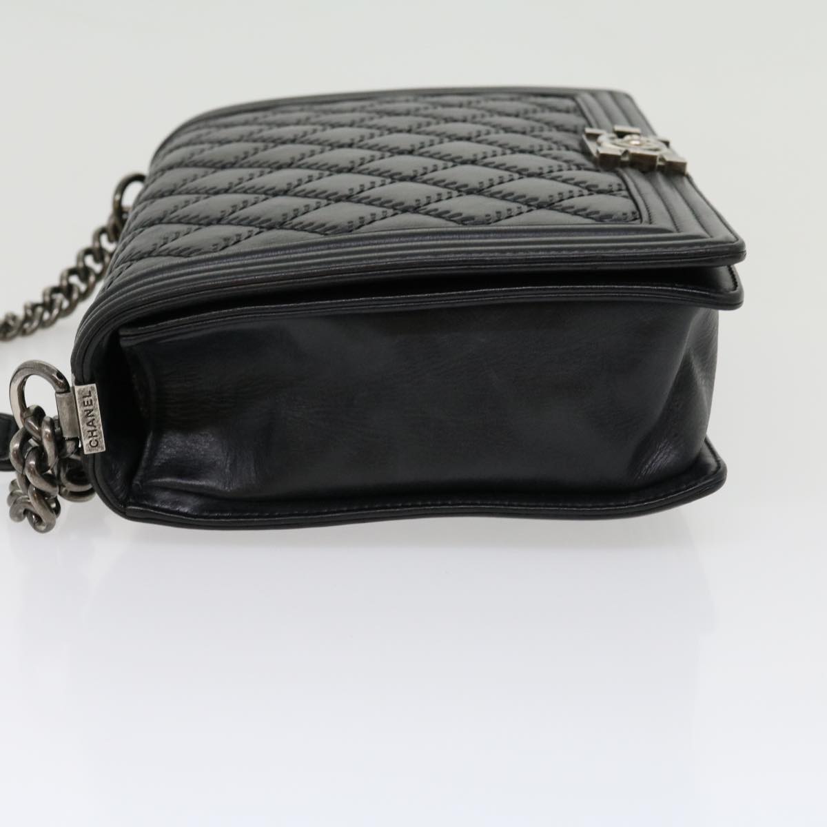 Luxury Chanel Big Matelasse Boy  Chain Shoulder Bag Lamb Skin Black  30943A