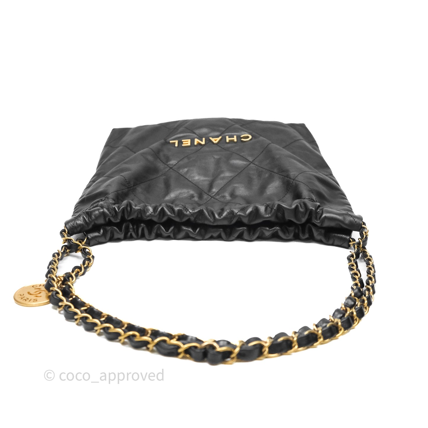 Chanel 22 Small Black Calfskin Aged Gold Hardware