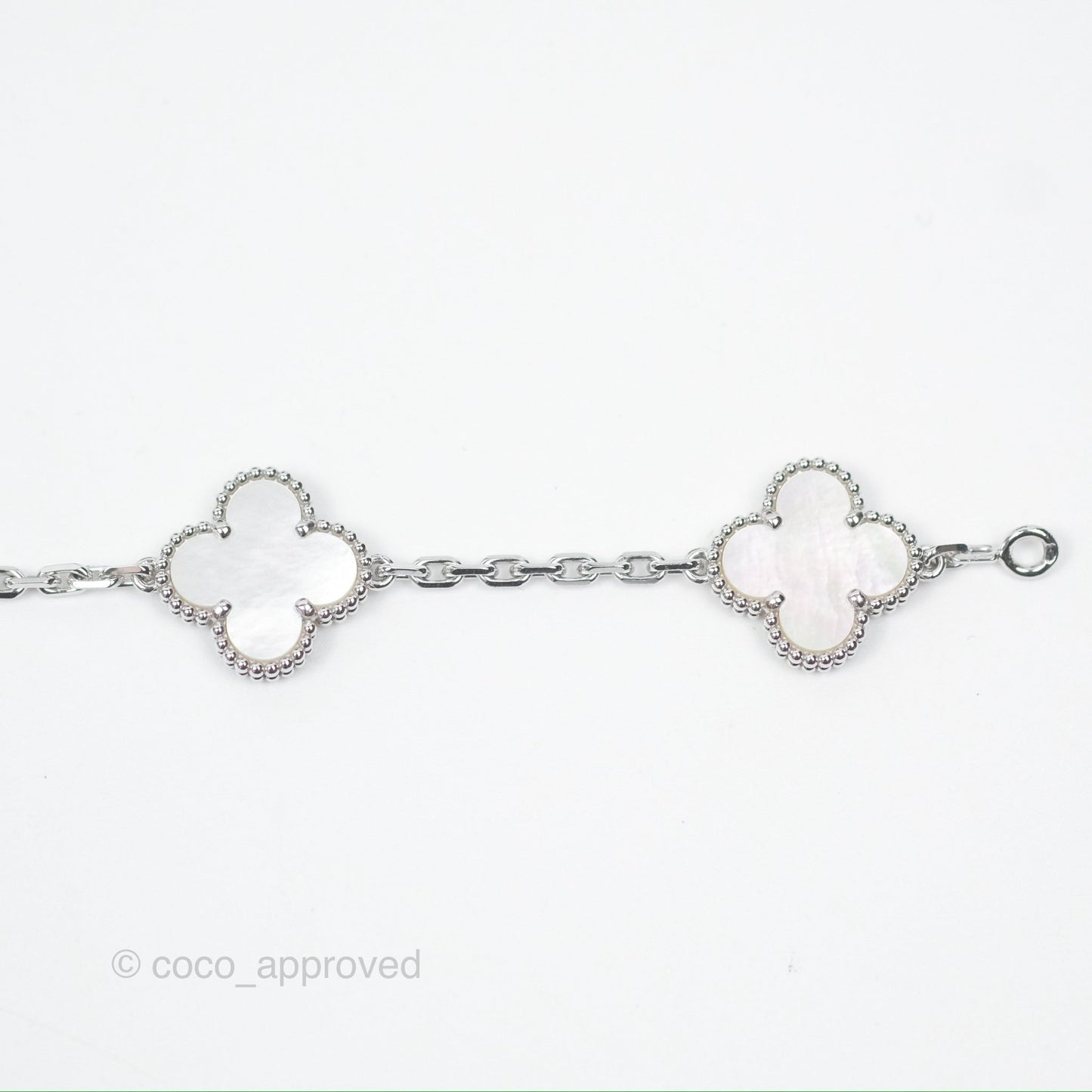 Van Cleef & Arpels Vintage Alhambra 5 Motifs White Mother-of-pearl White Gold Bracelet