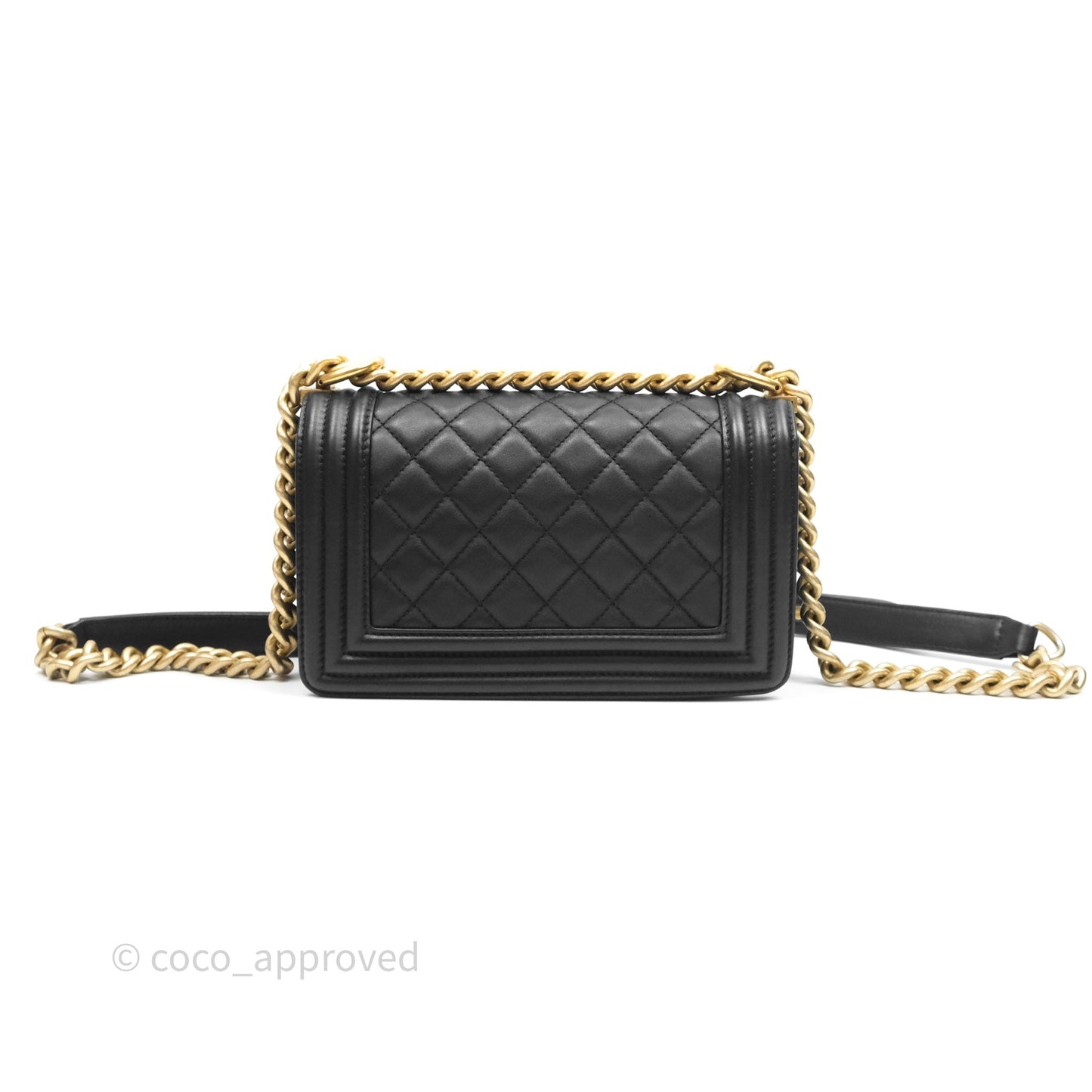 Chanel Small Boy Black Calfskin Aged Gold Hardware