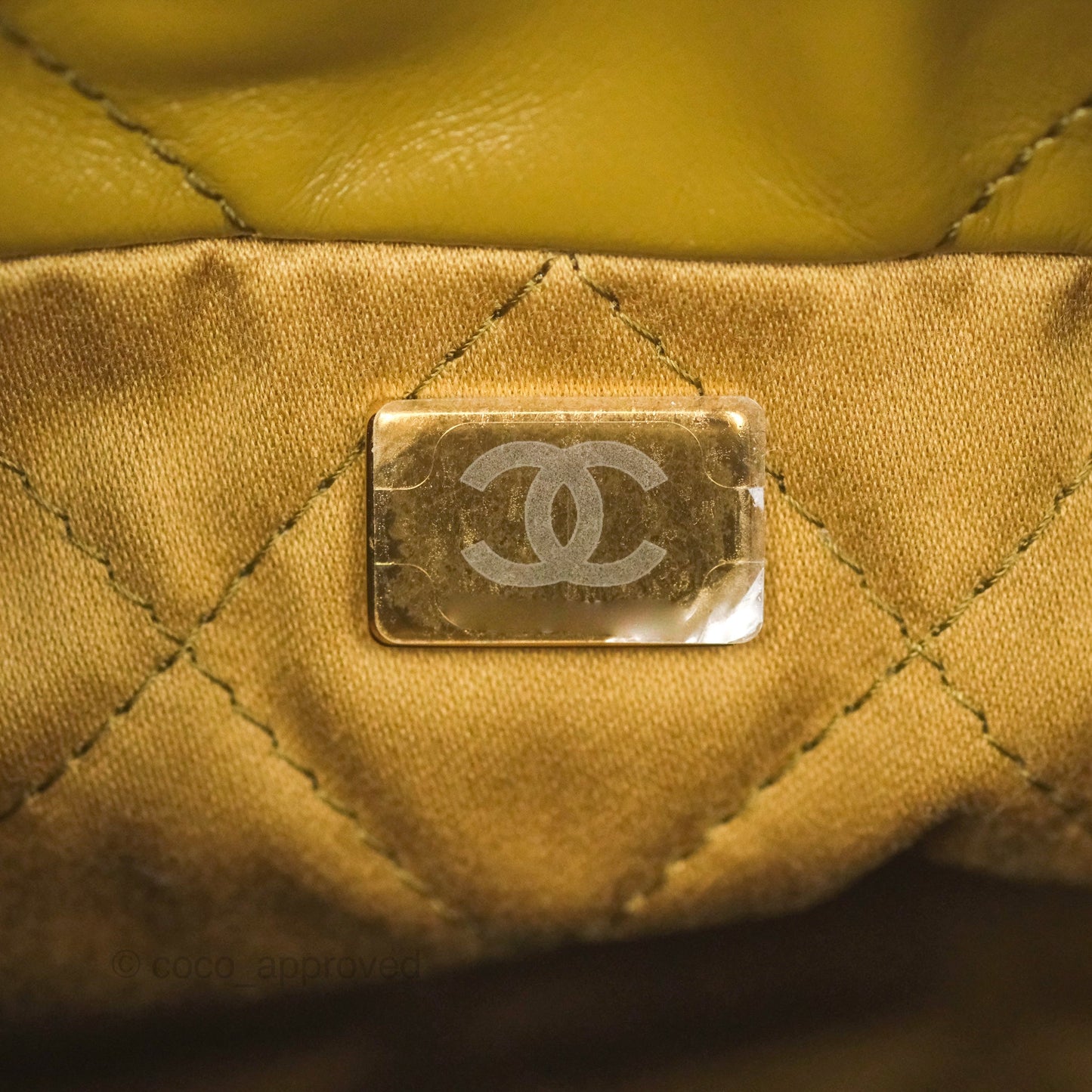 Chanel 22 Mini Bag Olive Shiny Crumpled Calfskin Aged Gold Hardware