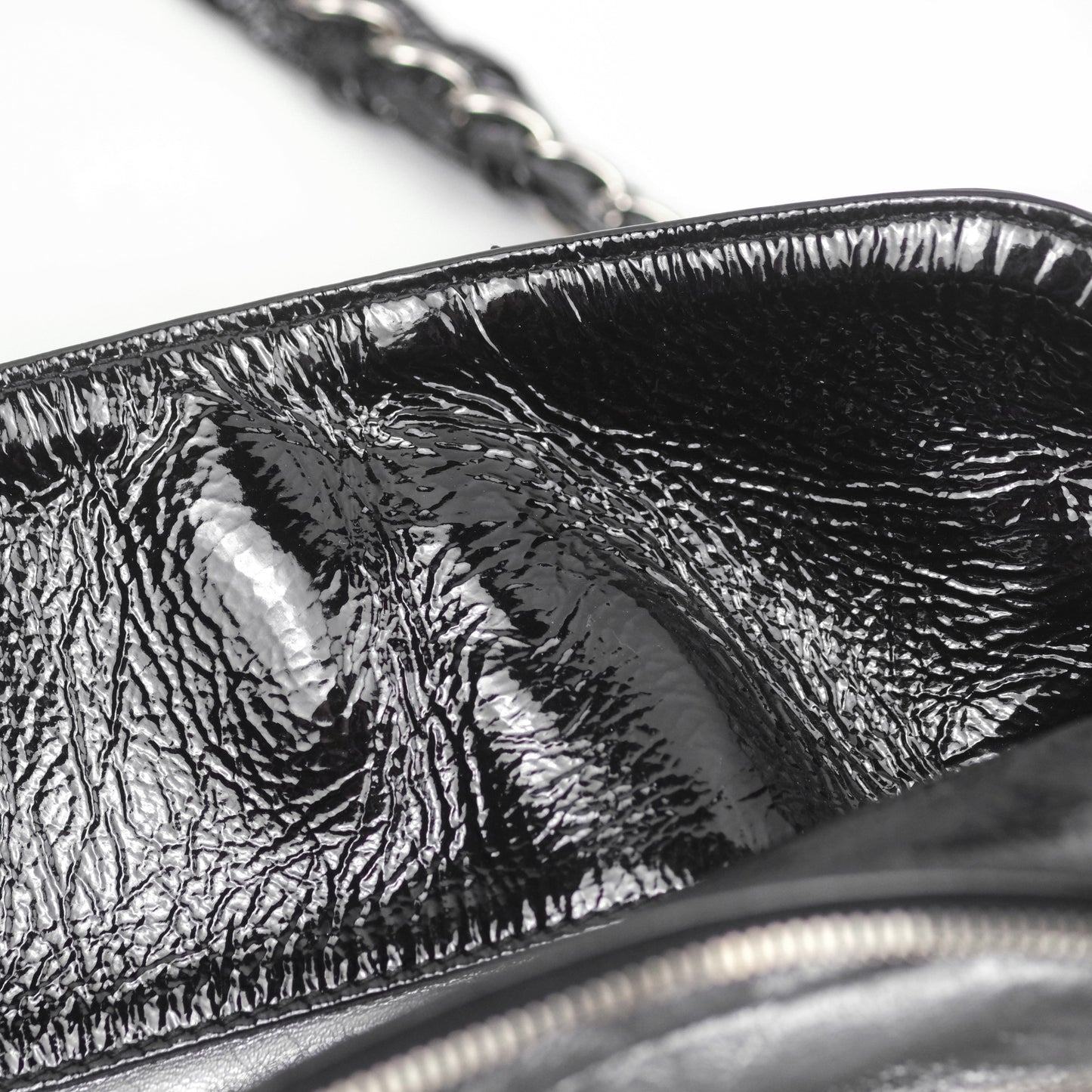 Chanel Bowling Tote Bag Black Glazed Calfskin Silver Hardware