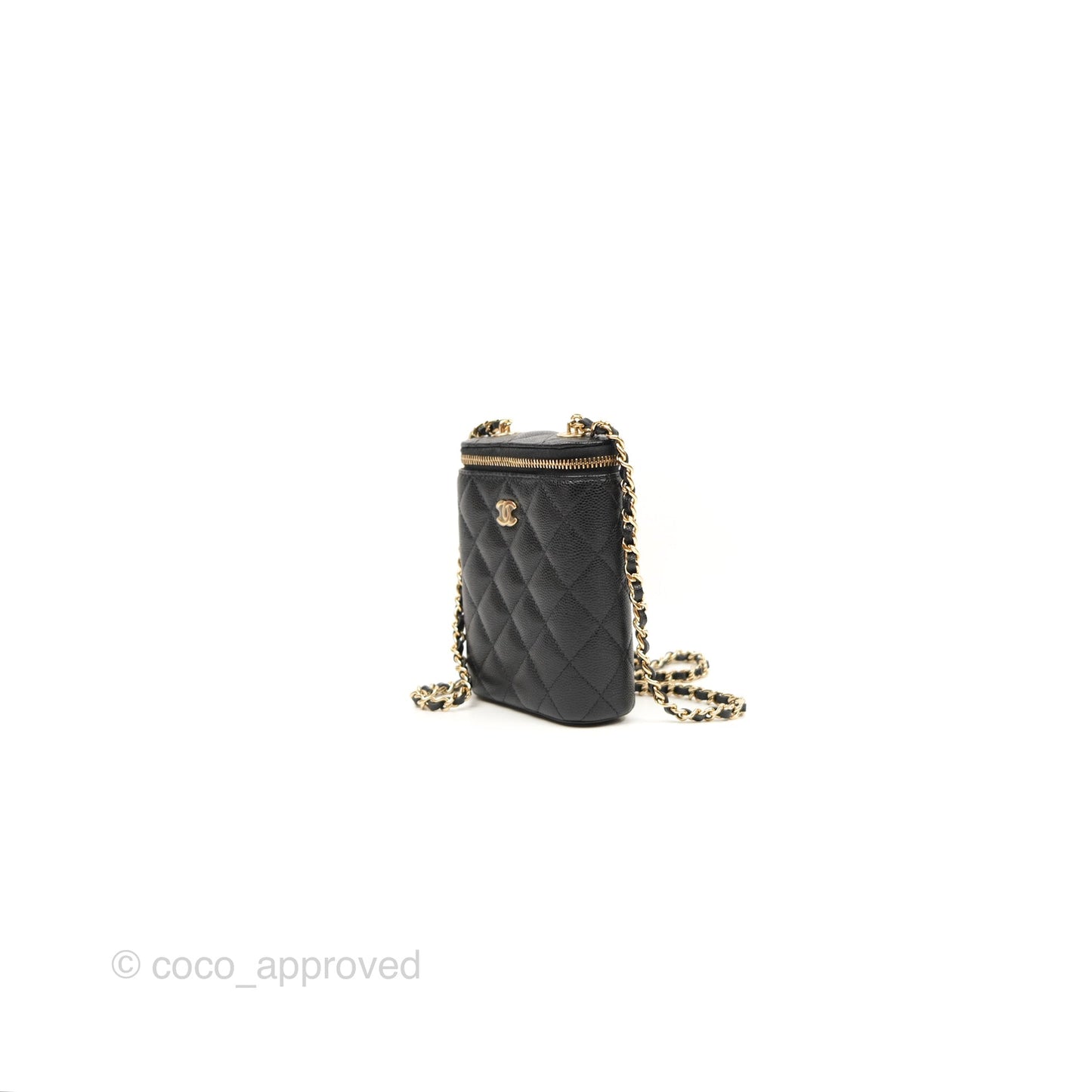 Chanel Classic Mini Vanity With Chain Black Caviar Gold Hardware