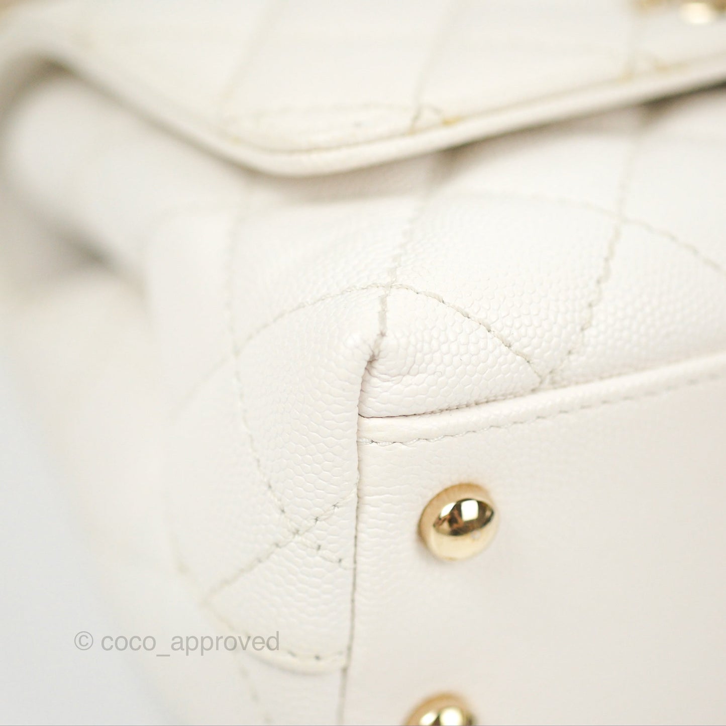 Chanel Mini Coco Handle Quilted Ivory White Caviar Gold Hardware