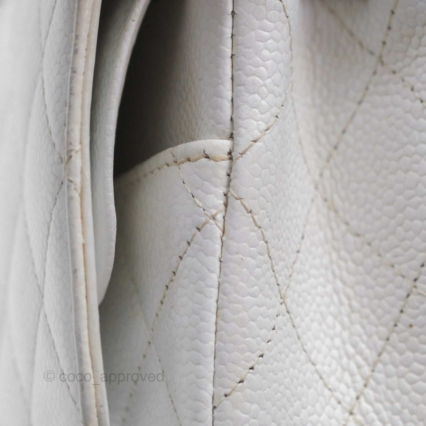 Chanel Classic M/L Medium Double Flap White Caviar Silver Hardware