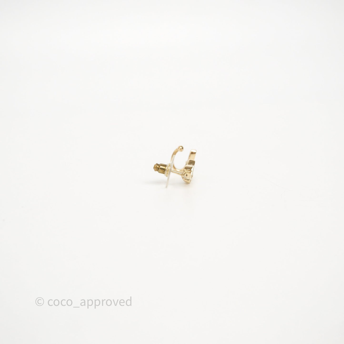 Chanel CC Coco Crystal Earrings Ear Cuff Gold Tone 22P