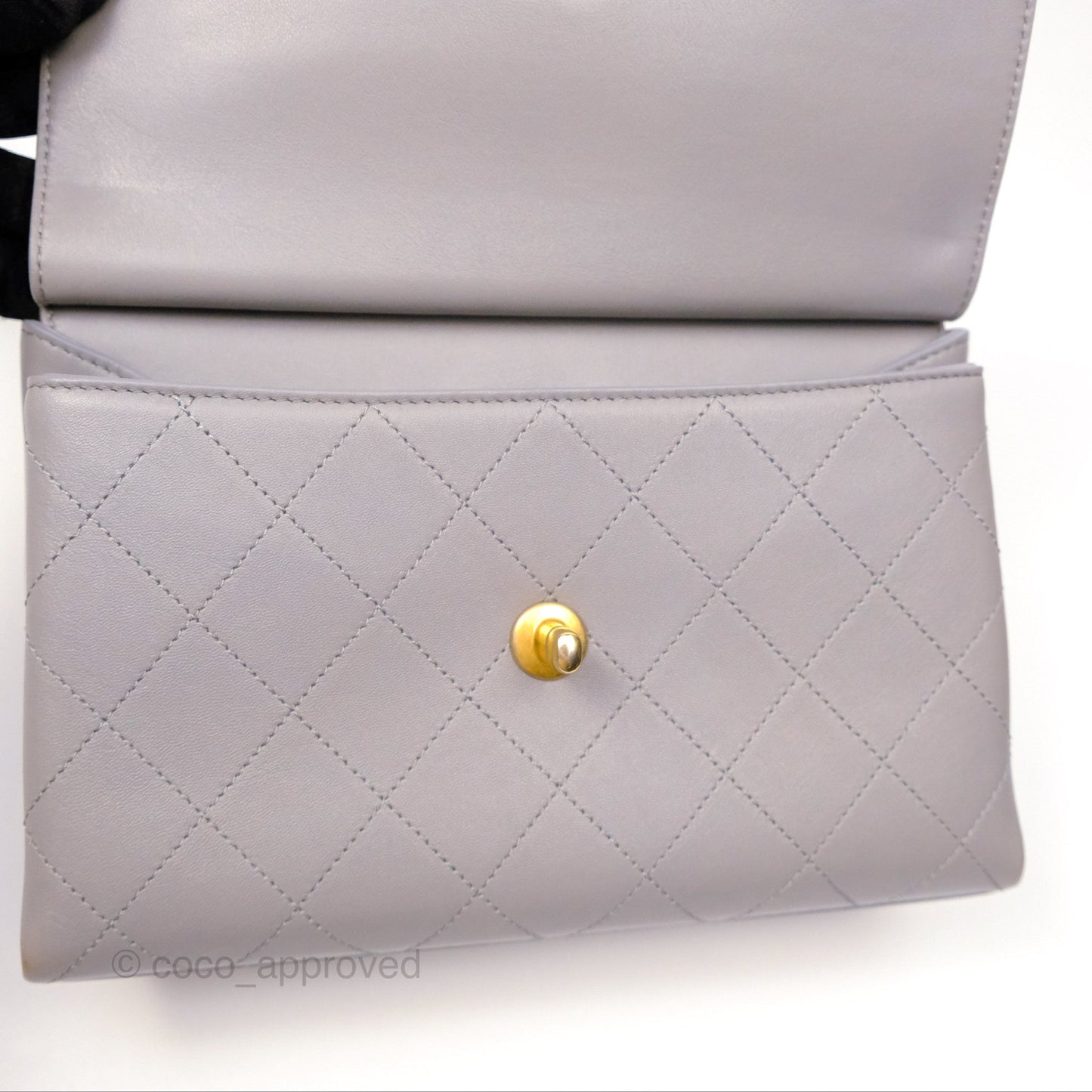 Chanel Small Quilted Coco Luxe Flap Bag Grey Calfskin Aged Gold Hardware