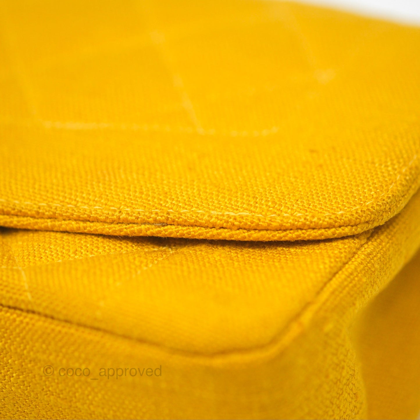 Chanel Vintage Small Classic Diana Flap Bag Yellow Linen Fabric 24K Gold Hardware