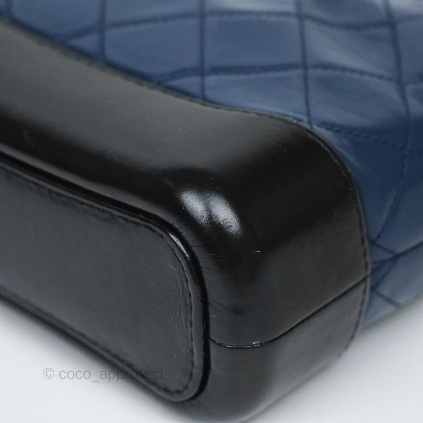 Chanel Small Gabrielle Hobo Quilted Black Navy Aged Calfskin